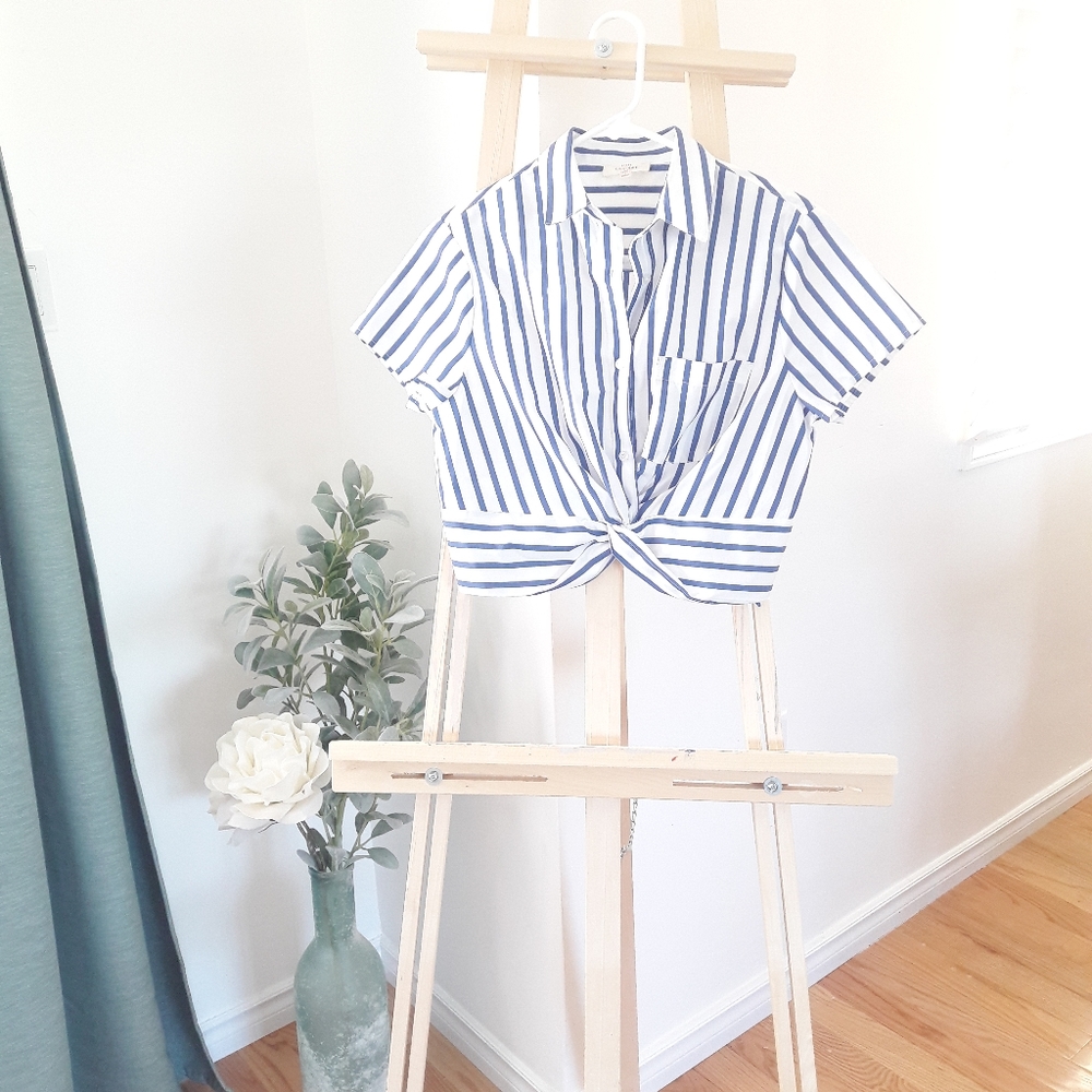 Chocolate Striped Twisted Crop Top Size S